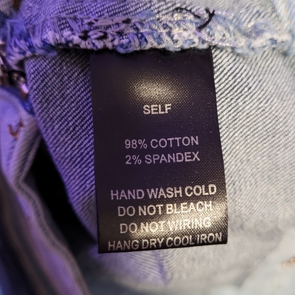 Patchwork Denim Mini Skirt M Bodycon Colorblock Mixed Wash Y2K McBling Club Kid - Picture 6 of 6